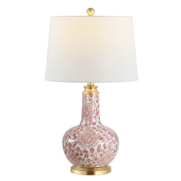 Leia Red-White Floral Ceramic Table Lamp - The Mayfair Hall