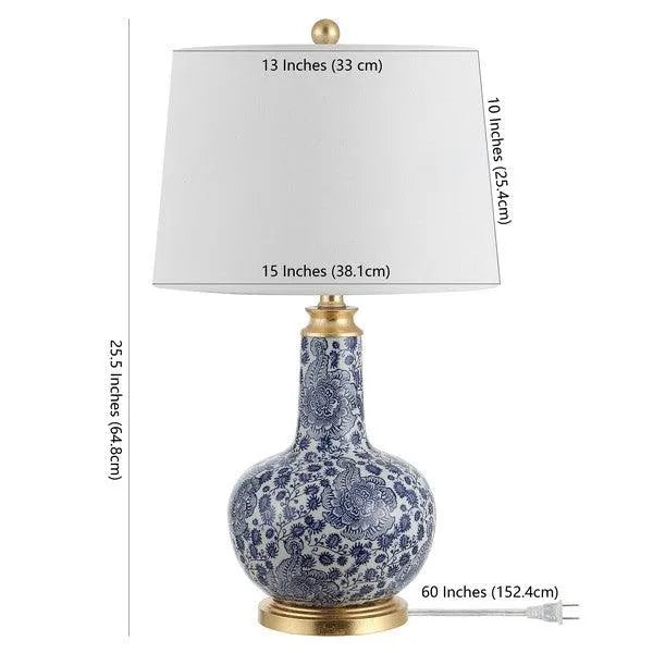 Leia Blue-White Floral Ceramic Table Lamp - The Mayfair Hall