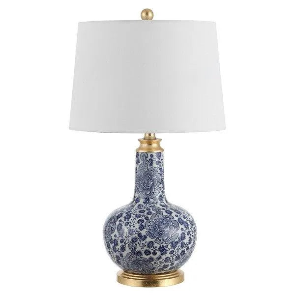 Leia Blue-White Floral Ceramic Table Lamp - The Mayfair Hall