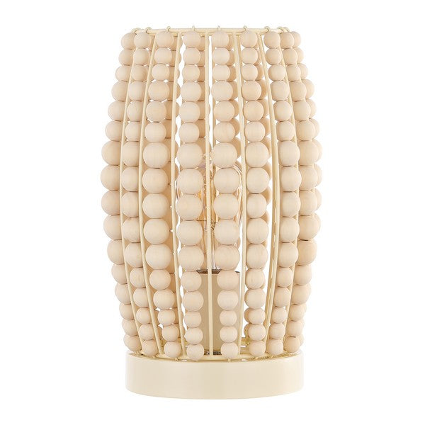 11.75-INCH H CREAM EOOD BEADS TABLE LAMP - The Mayfair Hall