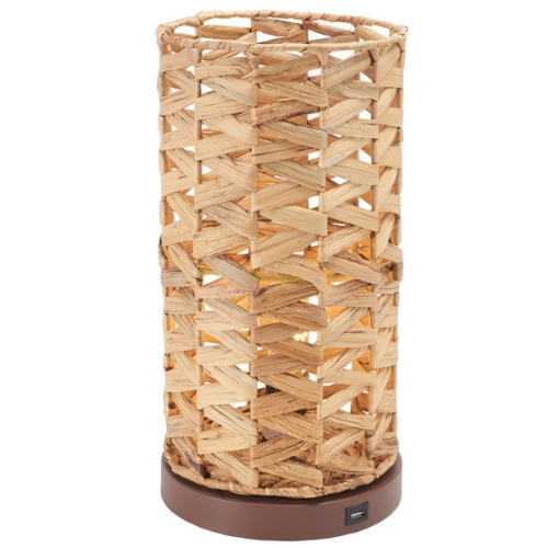 15-INCH NATURAL WATER HYACINTH TABLE LAMP W/ USB PORT - The Mayfair Hall