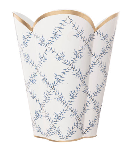 Trellis Wastepaper Basket (Blue-White) - The Mayfair Hall