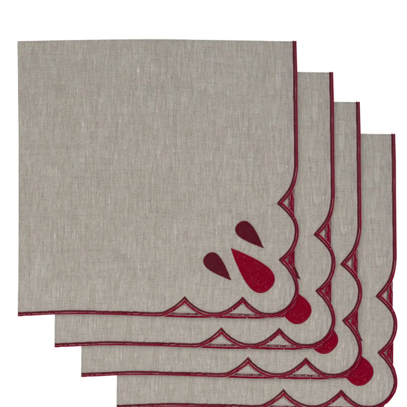 Los Encajeros Drops Eco/Red Napkins (Set of 4) - The Mayfair Hall