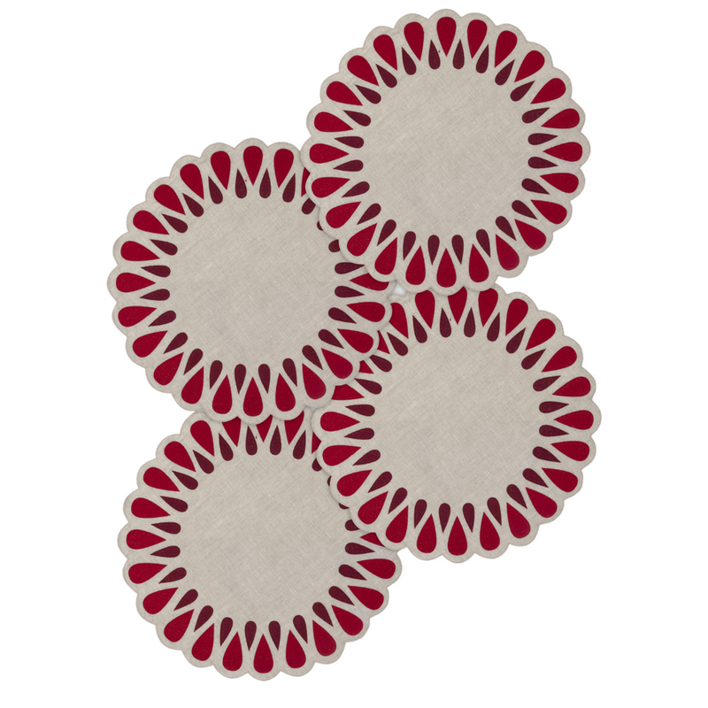 Los Encajeros Drops Eco-Red Placemat (Set of 4) - The Mayfair Hall