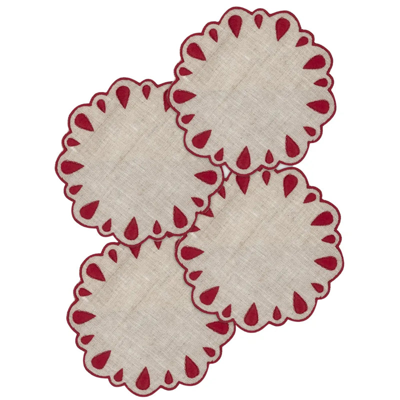 Los Encajeros Drops Eco-Red Coaster (Set of 4) - The Mayfair Hall