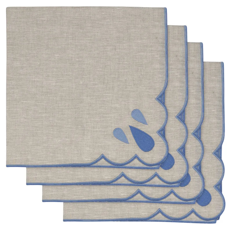 Los Encajeros Drops Eco-Palace Blue Napkin (Set of 4) - The Mayfair Hall