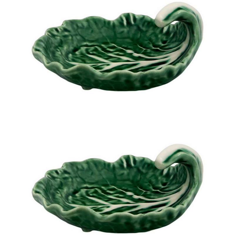 Bordallo Pinheiro Cabbage Green Leaf With Curvature (Set of 2) - The Mayfair Hall