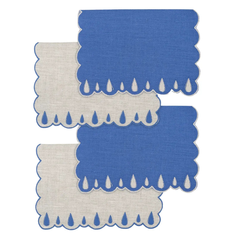 Los Encajeros Drops Eco-Palace Blue Cocktail Napkin (Set of 4) - The Mayfair Hall