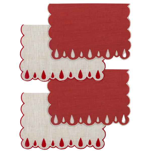 Los Encajeros Drops Eco-Red Cocktail Napkin (Set of 4) - The Mayfair Hall