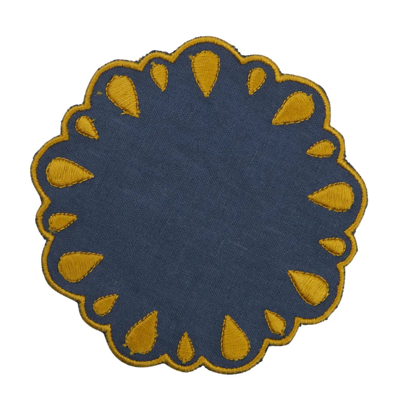 Los Encajeros Drops Navy-Mustard Coaster (Set of 4) - The Mayfair Hall