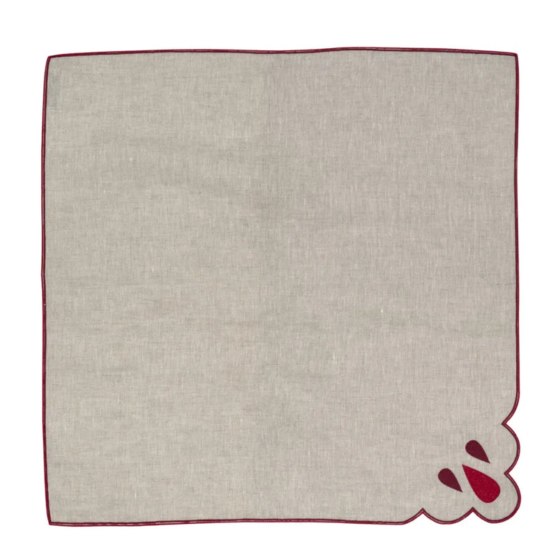 Los Encajeros Drops Eco-Red Napkin (Set of 4) - The Mayfair Hall