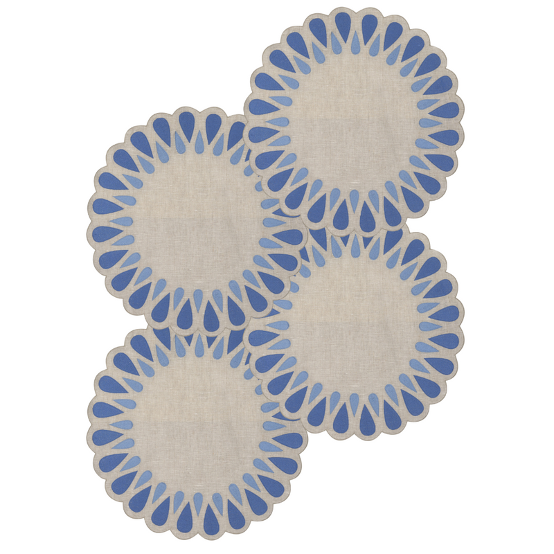 Los Encajeros Drops Eco-Palace Blue Placemat (Set of 4) - The Mayfair Hall