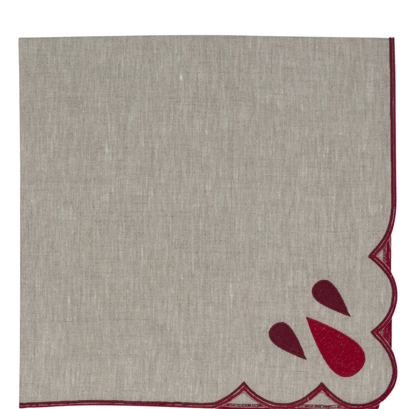 Los Encajeros Drops Eco-Red Napkin (Set of 4) - The Mayfair Hall