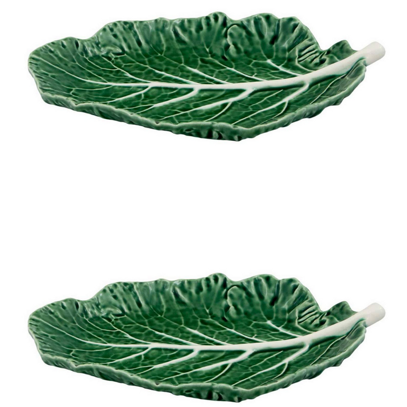 Bordallo Pinheiro Cabbage Green Leaf Plate (Set of 2) - The Mayfair Hall
