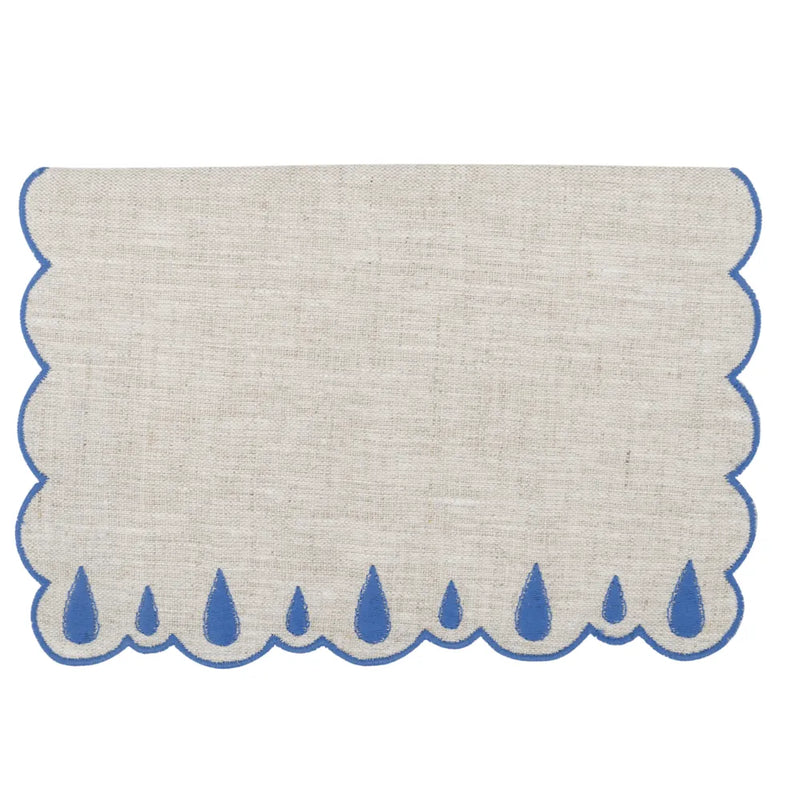 Los Encajeros Drops Eco-Palace Blue Cocktail Napkin (Set of 4) - The Mayfair Hall