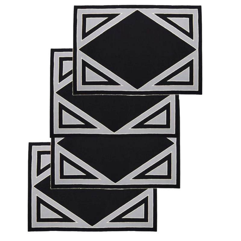 Los Encajeros Triangu Black/Grey Placemats (Set of 4) - The Mayfair Hall