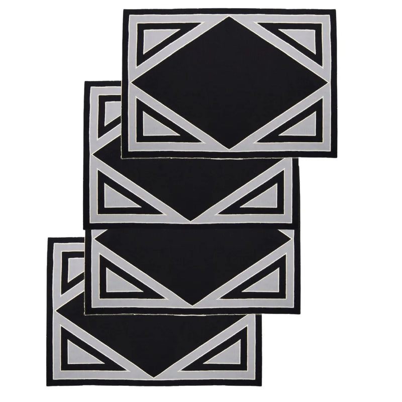 Los Encajeros Triangu Black-Grey Placemat (Set of 4) - The Mayfair Hall