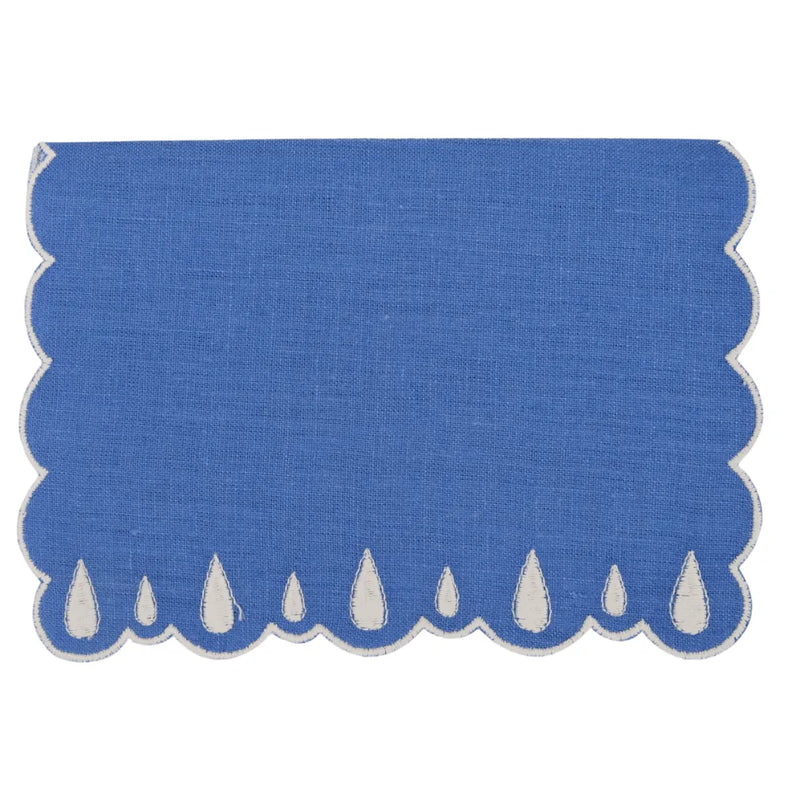 Los Encajeros Drops Eco-Palace Blue Cocktail Napkin (Set of 4) - The Mayfair Hall