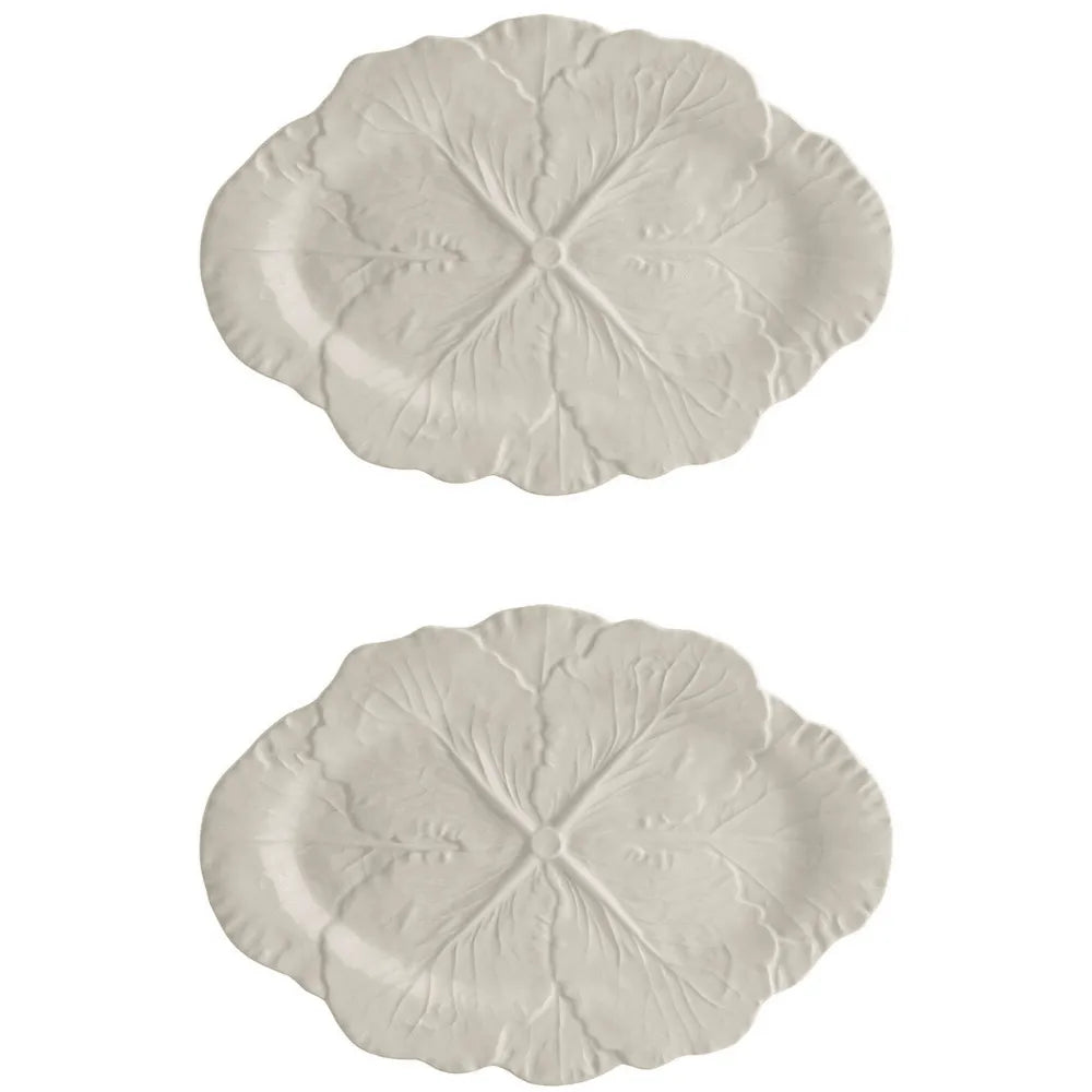 Bordallo Pinheiro Bordallo Pinheiro Cabbage Beige Oval Platter (Set of 2)