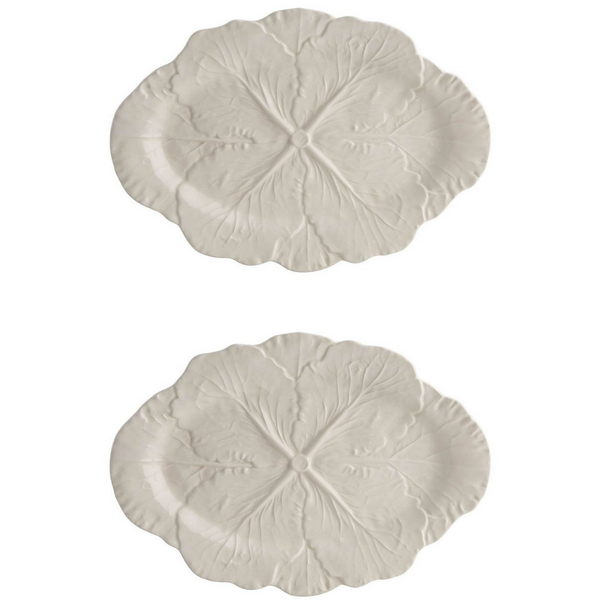 Bordallo Pinheiro Cabbage Beige Oval Platter (Set of 2) - The Mayfair Hall