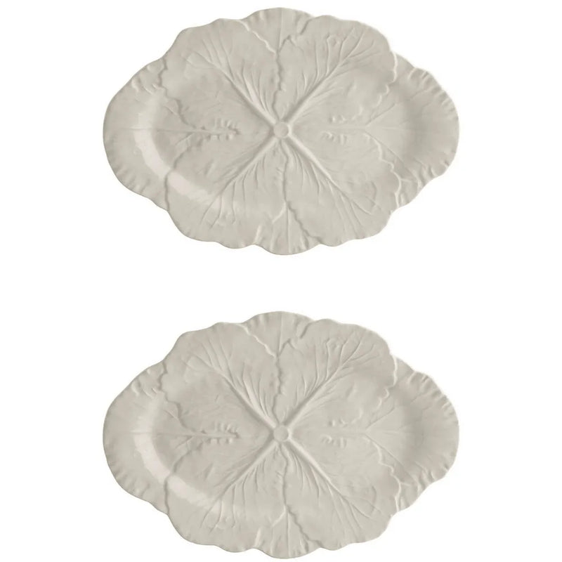 Bordallo Pinheiro Cabbage Beige Oval Platter (Set of 2) - The Mayfair Hall