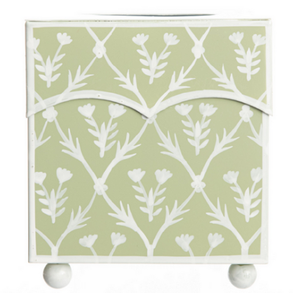 Pale Green-White Scalloped Tissue Box - The Mayfair Hall