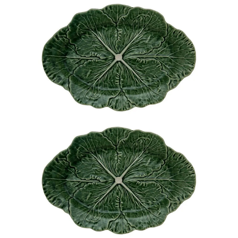 Bordallo Pinheiro Cabbage Green Oval Platter (Set of 2) - The Mayfair Hall