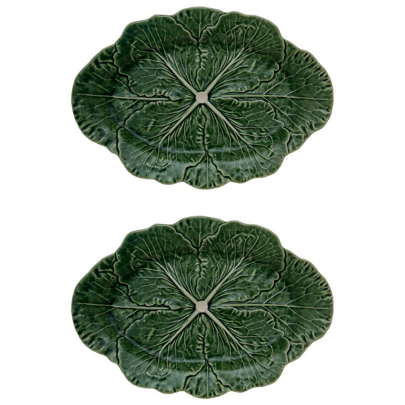Bordallo Pinheiro Cabbage Green Oval Platter (Set of 2) - The Mayfair Hall