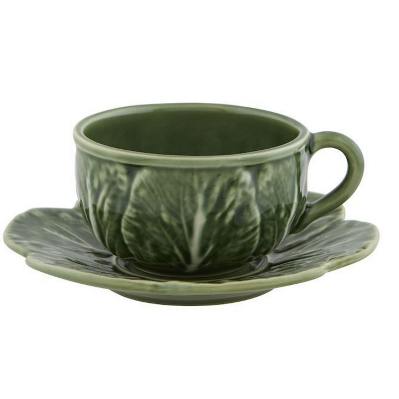 Bordallo Pinheiro Cabbage Green Tea Cup and Saucer (Set of 4) - The Mayfair Hall