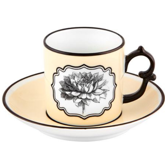 Vista Alegre Herbariae Yellow Coffee Cup and Saucer - The Mayfair Hall