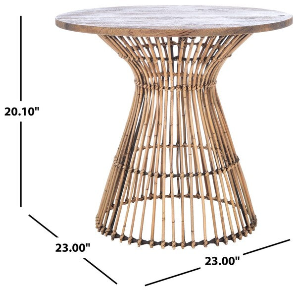 Whent Honey Brown Rattan Tropical Round Accent Table - The Mayfair Hall