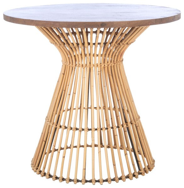 Natural Mango Wood Top Round Accent Table - The Mayfair Hall