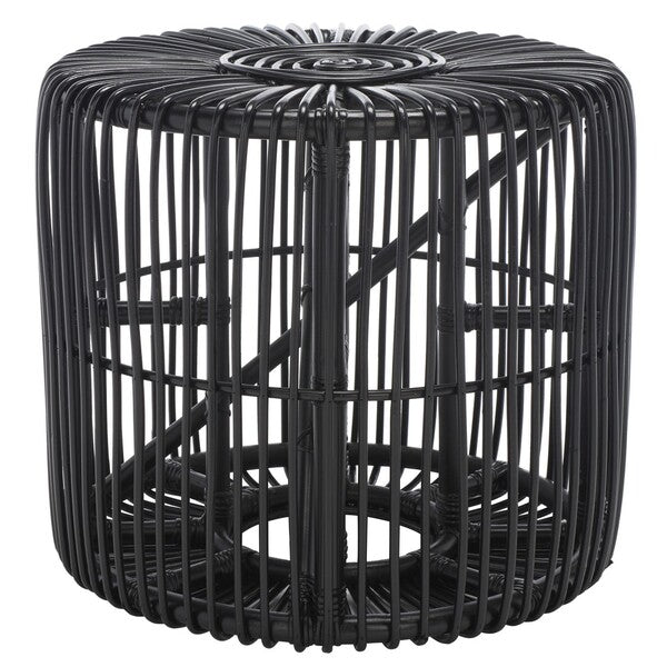 Jabez Black Rattan Round Accent Table - The Mayfair Hall