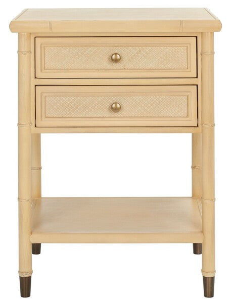 2 Drawer 1 Shelf Light Blonde-Gold Accent Table - The Mayfair Hall