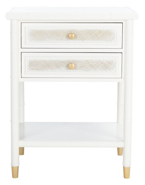 2 Drawer 1 Shelf White-Gold Accent Table - The Mayfair Hall