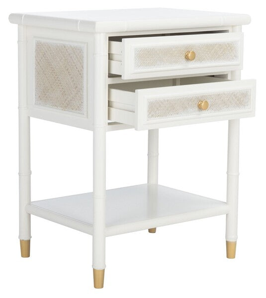 2 Drawer 1 Shelf White-Gold Accent Table - The Mayfair Hall