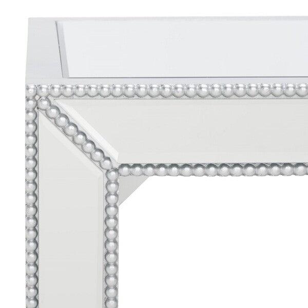 Mirrored Accent Table in Silver Frame - The Mayfair Hall