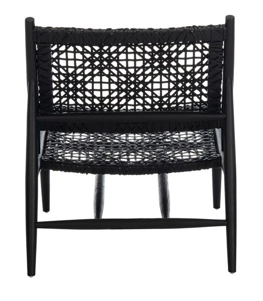 Bandelier Black Leather Weave Accent Chair - The Mayfair Hall