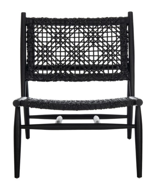 Black Leather Weave Accent Chair - The Mayfair Hall