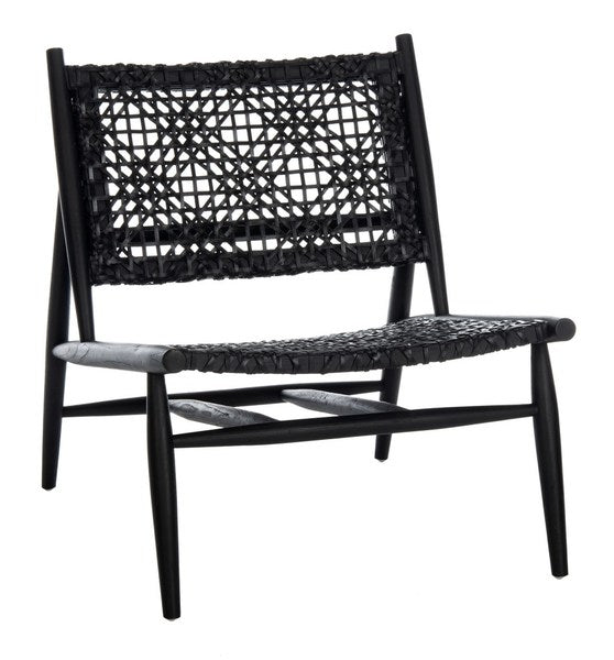 Black Leather Weave Accent Chair - The Mayfair Hall