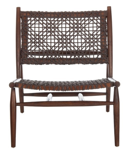 Brown Leather Weave Accent Chair - The Mayfair Hall