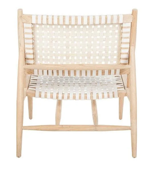 Soleil Natural-White Woven Leather Accent Chair - The Mayfair Hall