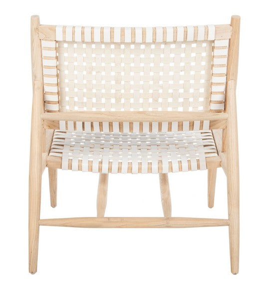 Soleil Natural-White Woven Leather Accent Chair - The Mayfair Hall