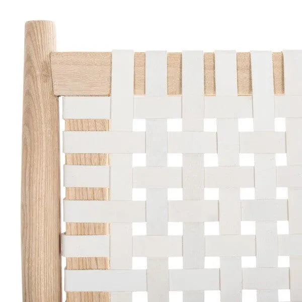 Natural-White Leather Woven Accent Chair - The Mayfair Hall