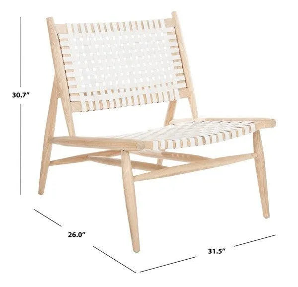 Safavieh Soleil Natural-White Woven Leather Accent Chair