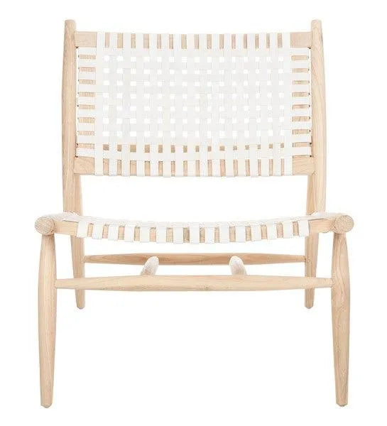 Soleil Natural-White Woven Leather Accent Chair - The Mayfair Hall