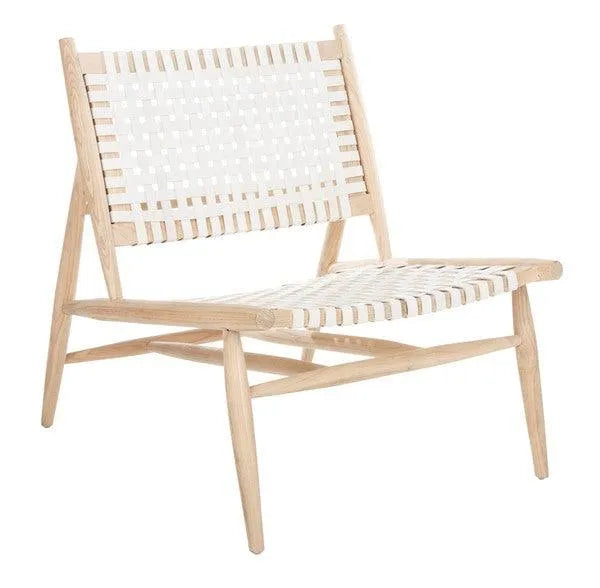 Safavieh Soleil Natural-White Woven Leather Accent Chair