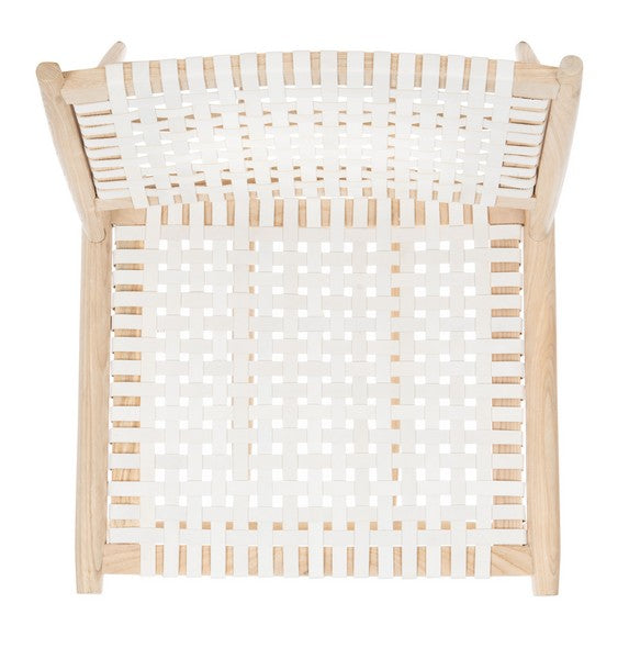 Soleil Natural-White Woven Leather Accent Chair - The Mayfair Hall