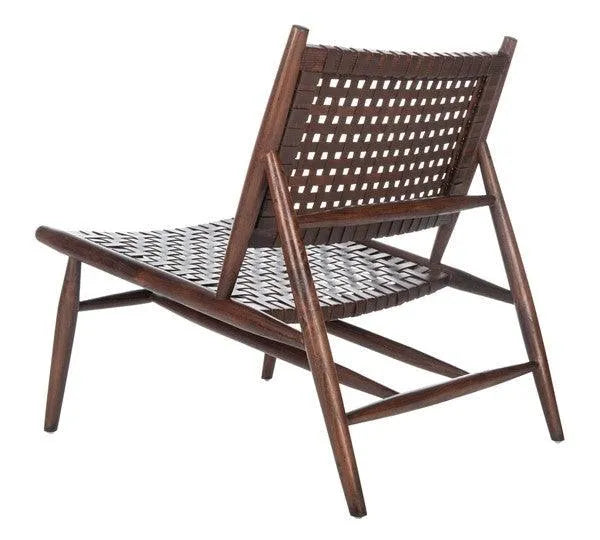 Soleil Brown Leather Woven Accent Chair - The Mayfair Hall