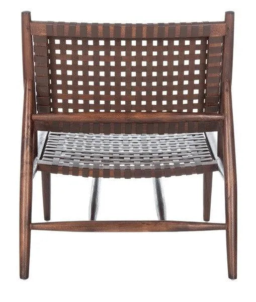 Soleil Brown Leather Woven Accent Chair - The Mayfair Hall